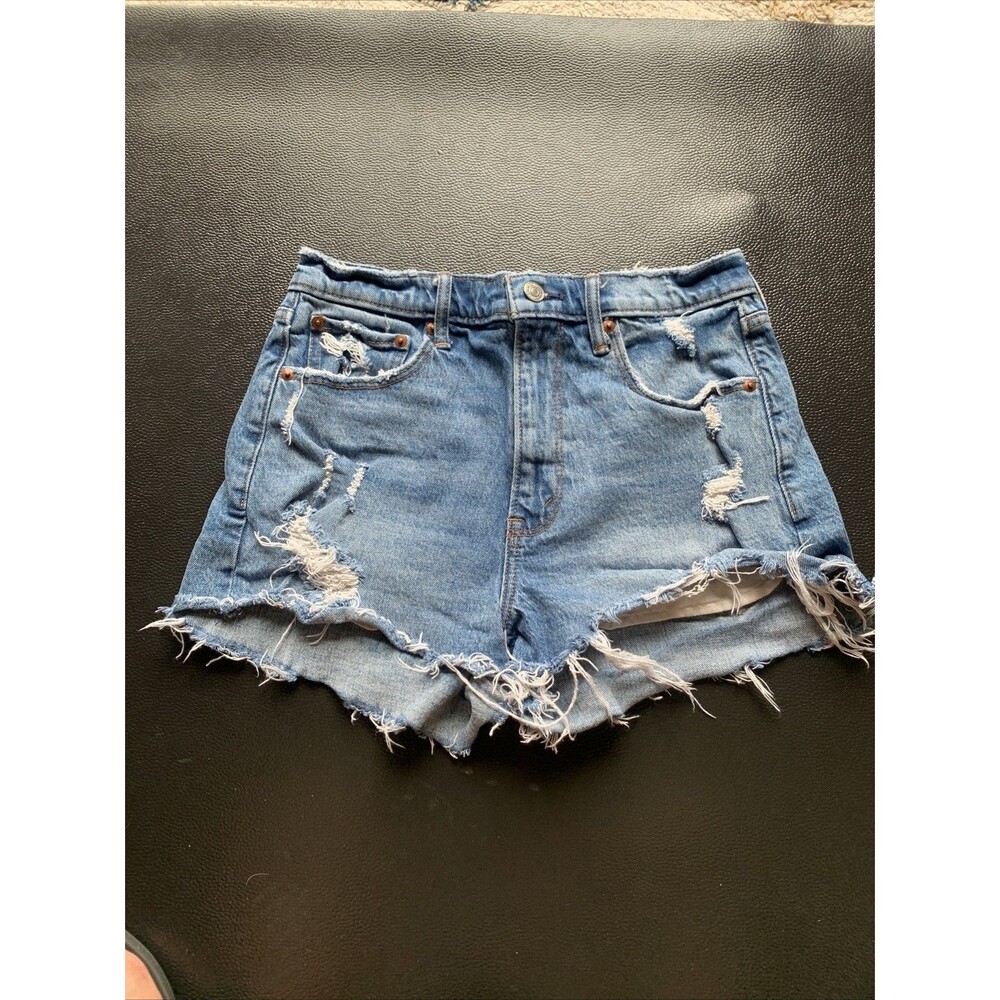 Abercrombie & Fitch Shorts 28 Distressed Mom Short High Rise Cutoff Festival